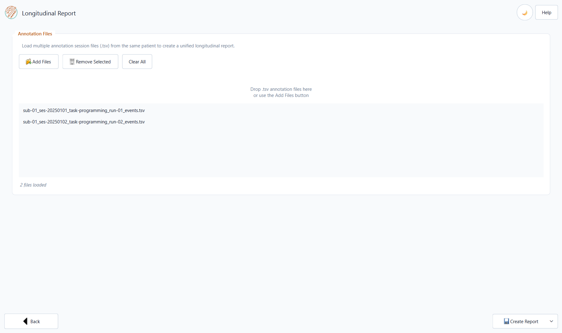 Drag and drop files into the file list