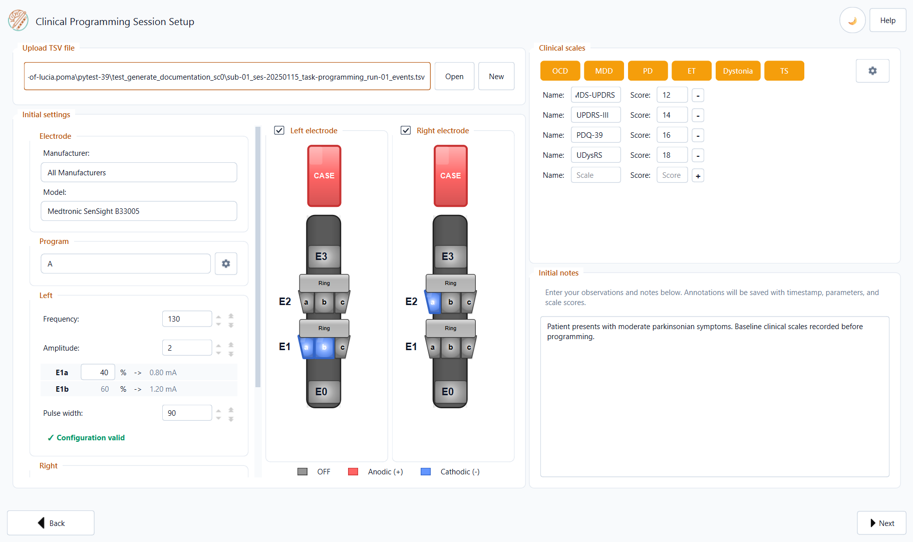 Step 1 – Initial configuration screen