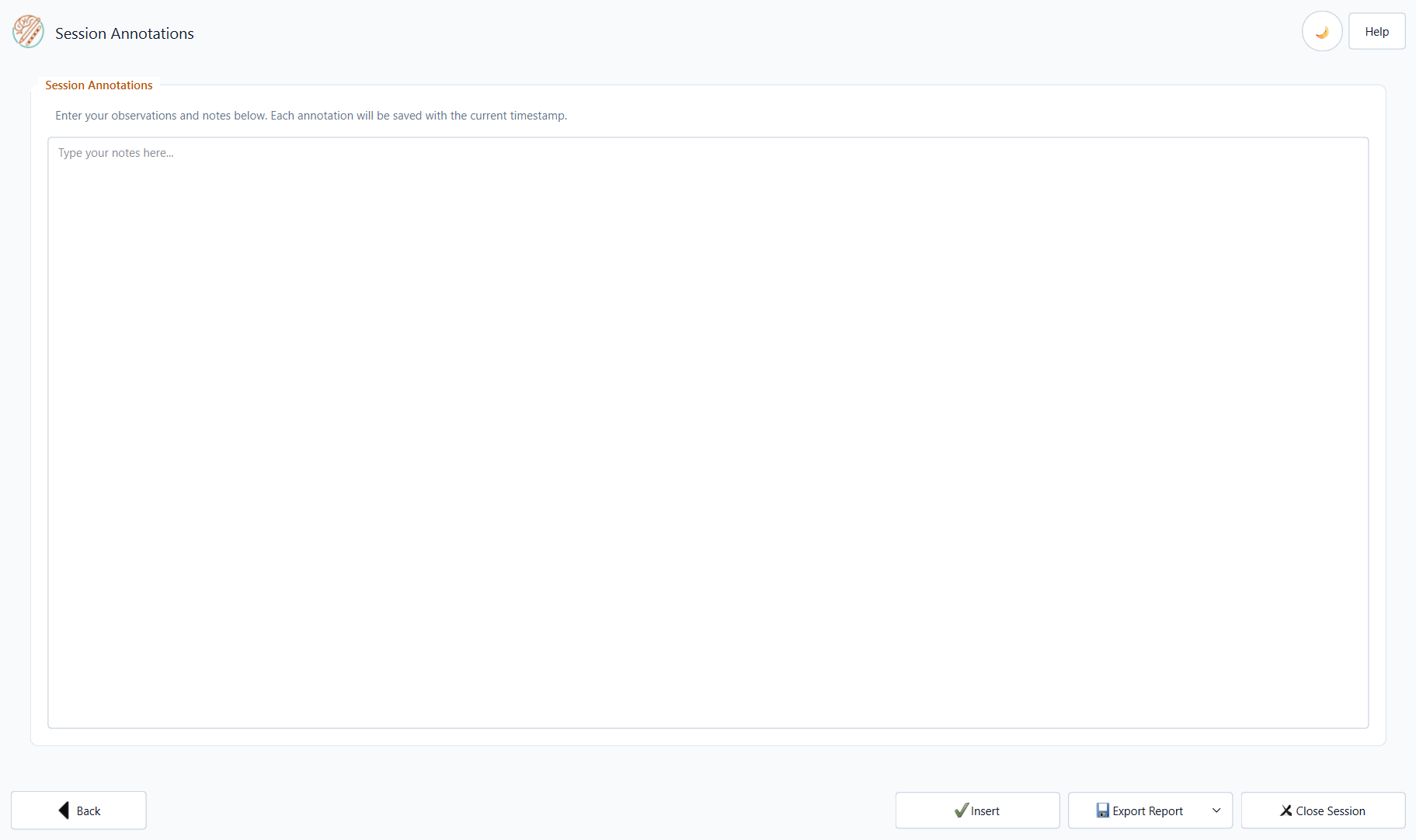 Annotation list with timestamps