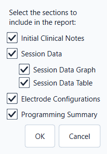 Report sections dialog